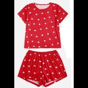 Plus Allover Heart Print PJ Set